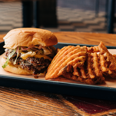 Smash Burger and Waffle Fries