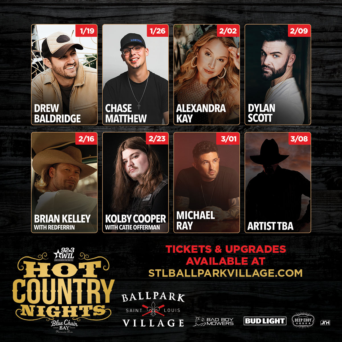 Ballpark Village Hot Country Nights Line-up 2024