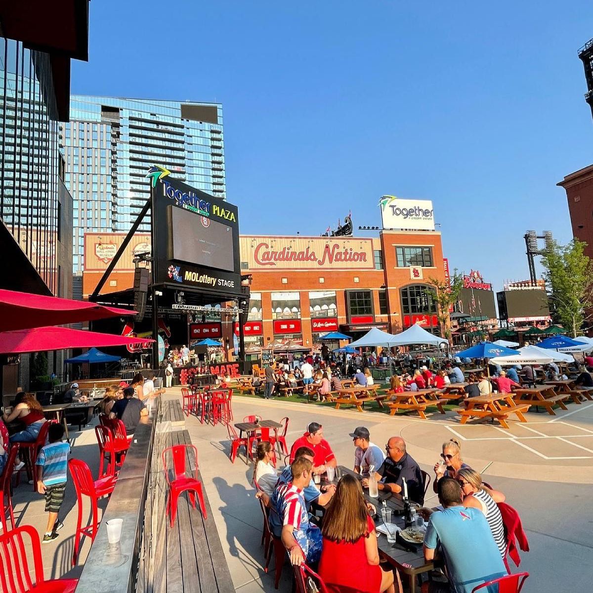 Sports & Social VIP Patio View of the Together Credit Union Plaza stage