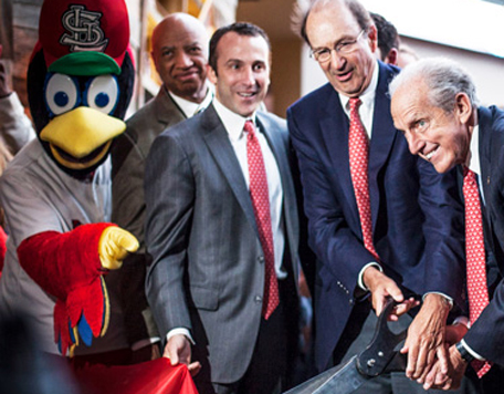 David Cordish cutting ribbon at Ballpark Village Phase 2 groundbreaking